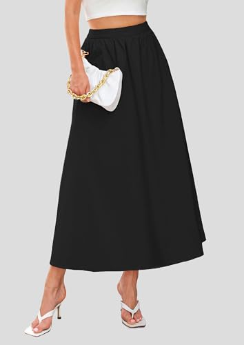 PRETTYGARDEN Women's Maxi Skirts 2025 Summer Trendy Ruffle High Waisted Casual Long Flowy Skirt with Pockets4