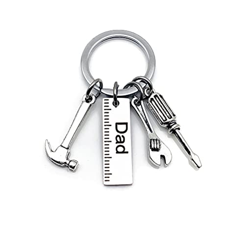 BDL 1 Stück Vater Schlüsselanhänger mit 'DAD' Words Anhänger Leicht Papa Schlüsselring mit Werkzeugen Anhänger Dekoration hängende Verzierung Schön für Geschenk Cover