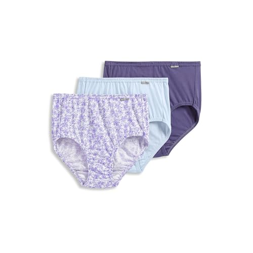 Jockey Women's Underwear Plus Size Elance Brief - 3 Pack, Midnight Iris/Bouquet Bloom/Frothy Blue, 10