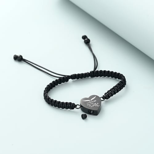 Imrsanl Cremation Bracelet for Ashes Cremation Jewelry Heart Urn Ashes Bracelet with Angel Wings Keepsake Urn Memorial Ash Jewelry4