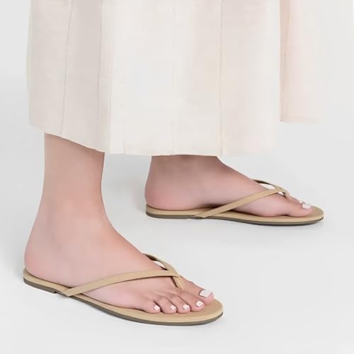 Image of Cheval Flat Leather Flip Flops for Women, Comfortable Dressy Thong Sandals 2026 Summer and Spring Vacation Essentials, Chanclas Para Mujer