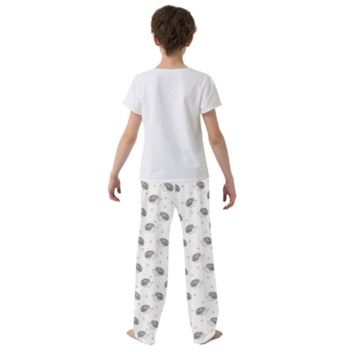 Hedgehog Love Boys Long Pants Soft Trousers Elastic Waist Kids Lounge Bottoms with Pockets S-XL3