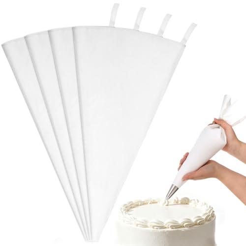 Apojgitn 4 Stück Profi Spritzbeutel Wiederverwendbar 40 cm Spritzbeutel Kuchen Dekoration Taschen Baumwolle für Zuckerguss Kuchen Torten Keksen-Dekoration