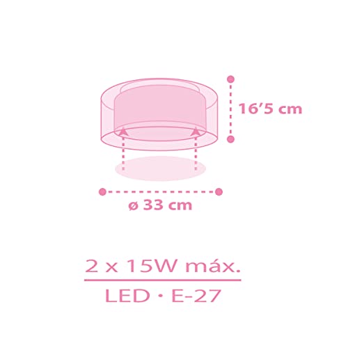 Dalber Deckenleuchte für Kinder Einhörner Tiere Unicorns, Deckenlampe Kinderzimmer, Rosa