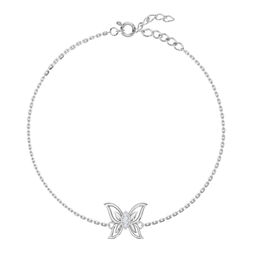 Image of Clara 925 Silver Fia Butterfly Pendant Earrings Chain Bracelet Anklet Ring | Gift for Women & Girls | Platinum Plated | Jewellery Set