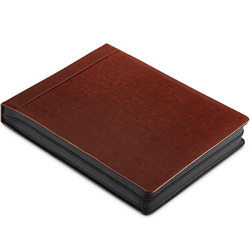 Image of Inkline Deluxe 7 Ring Check Binder Portfolio -Professional PU Leather Binder with Zippered Closure -500 Check Capacity -9x13 Sheets -Doc & Card Organizer - Large Pockets - Mahogany Brown (80014)