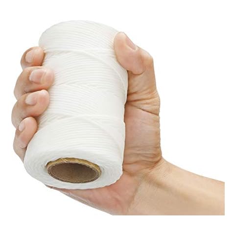 12-Ply Waxed Twine 215 LBS Tensile Strength 375 feet per roll (125 Yards) 100% Polyester White Wax Lacing Cord Made in USA Cover