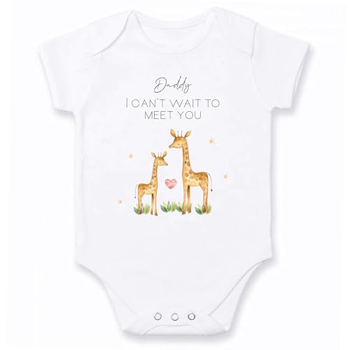 Gilet bébé annonce grossesse Daddy I Can't Wait To Meet You blanc 0 mois girafe