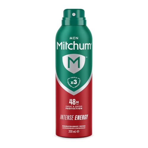 Mitchum Men Triple Odor Defense 48HR Protection Aerosol Deodorant & Anti-Perspirant, Intense Energy, 200 ml