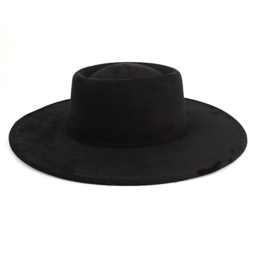 Image of LIDHAY Wide Brim Fedora Hat for Men Women Big Rancher Felt Hat Pork Pie Jazz Hat