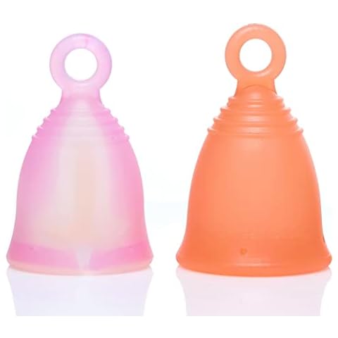 Peachlife Ring Loop Menstrual Cup Bundle - Small, Soft and Medium Size, Soft - Medical Grade Silicone Cover