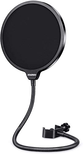 Image of kh Pop Filter for Microphones Mask Shield for Microphone Dual Layered Wind Pop Screen with A Flexible 360 Gooseneck Clip Stabilizing Arm