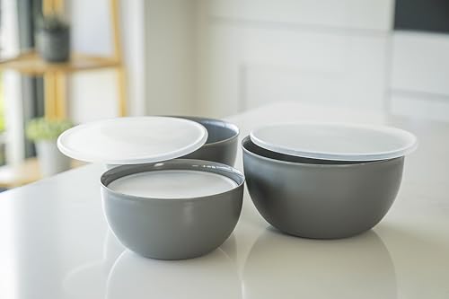 KitchenAid Zestaw misek do przygotowywania posiłków 4 szt. z pokrywkami - Szary węgiel drzewny