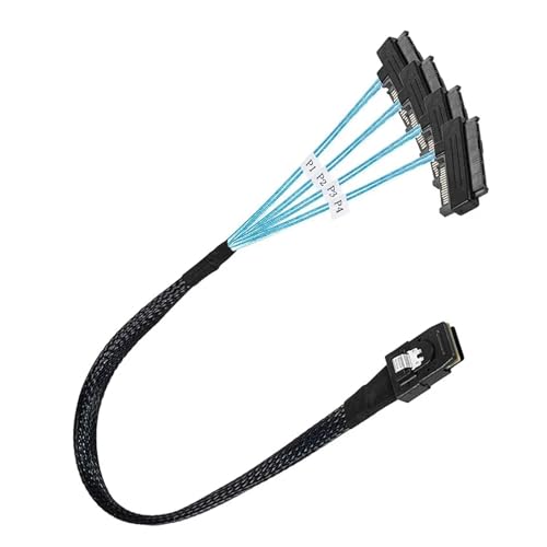 Cable S/A/S 36 Pin SFF8087 a 4 S/A/S 29 Pin SFF8482 con SATA 15 Pin 0.5 m