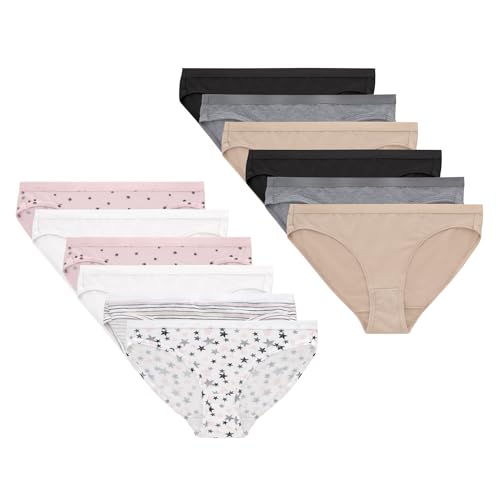 Hanes Girls' Bikini Underwear, Stretch Cotton Panties for Girls, Assorted, 12-Pack