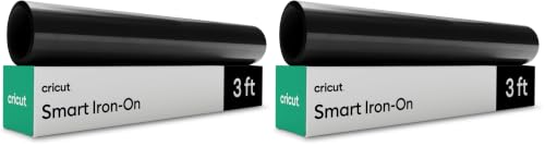 Cricut Smart Iron-On Vinilo Textil Negro - Rollo HTV Termoadhesivo Flexible para Camisetas - 30.5 cm x 0.9 m - Compatible con todas las Cricut (Paquete de 2)