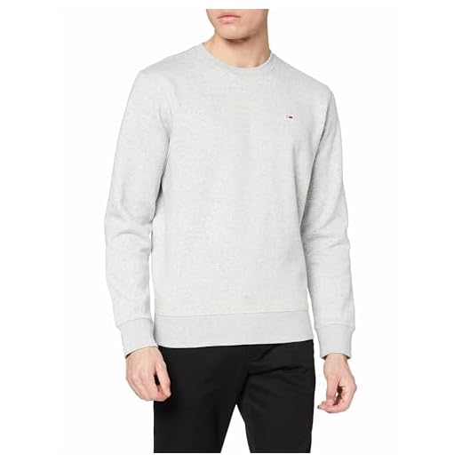 Tommy Jeans Sudadera Sin Capucha para Hombre Tjm Regular, Gris (Light Grey Heather), S
