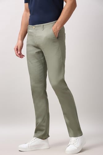 Image of Peter England Men's Slim Fit Stretchable Casual Trousers | Office & Everyday Wear | Comfortable & Smart Look