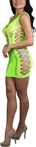 Image of ToBeInStyle Women's Stretch See Through Fishnet Novelty Mini Rave Party Dress