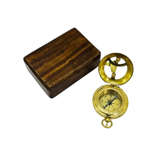Brújula de Bolsillo de Latón con Caja de Madera miniatura 2