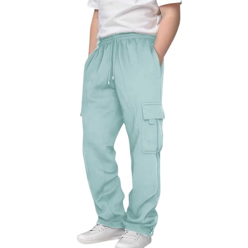 Cargo Pants for Boys Casual Open Bottom Elastic Waist Cargo Sweatpants Baggy Athletic Workout Joggers with Pockets 3-14Years