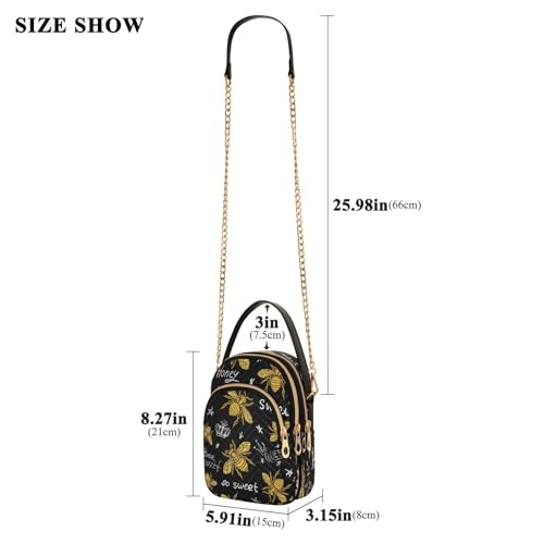 ALAZA Quilted Crossbody Bags for Women,Honey Bee with Queen Crown Women's Crossbody Handbags Small Travel Purses Phone Bag3