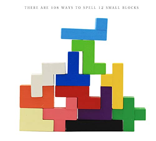 Flormoon Pentomino Puzzle Wooden Brain Teaser Mind Novelty Trick Kids Learning Toys #TOP2