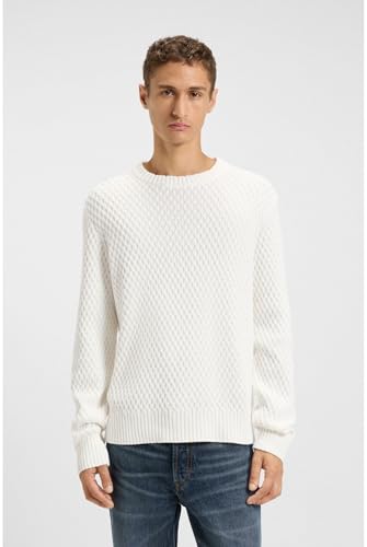 HUGO Hommes Syer Pull en Maille de Coton et Texture Premium 3D - 3