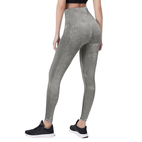 Leggings anticelulitis antiedema para mujer, drenaje linfático, mallas de compresión 3D, sin costuras, adelgazante, pantalones de yoga con efecto lavado, ajuste cómodo en forma de melocotón 2026, gris