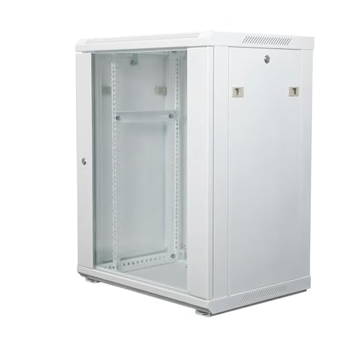 NavePoint Gabinete de rede 12U com porta de vidro – Armário de servidor de parede 12U branco rack de 48 cm para equipamentos de TI, dispositivos AV, equipamentos de rede – Gabinete de rack de servidor