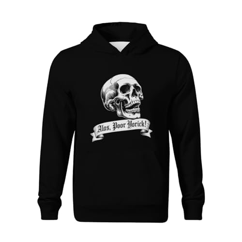 Kids Vintage Shakespeare Hamlet Slogan With Skull Boys Girls Lightweight Kangaroo Pocket Fleece Hoodies2