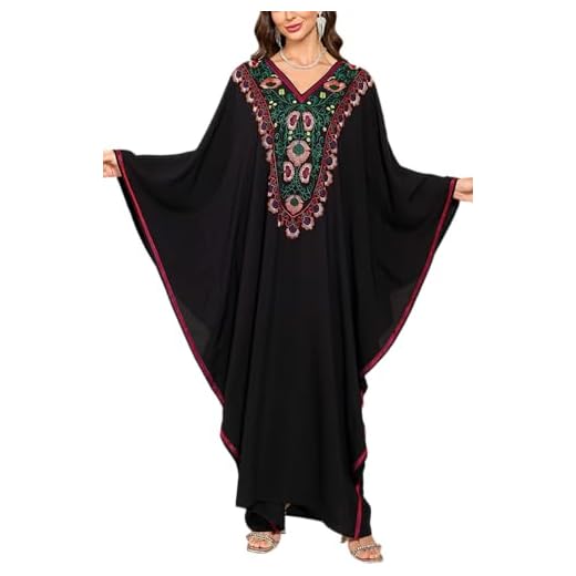 L-Peach Damen Langes Blumenstickerei Strickjacke Kimono Kleid Strandkleid Bikini Cover Ups Pareo