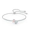 SWAROVSKI-Womens-Attract-Soul-Jewelry-Collection-Pink-Crystals-Clear-Crystals Swarovski Attract Soul Bangle Bracelet with Square Cut Clear Crystal on a Rhodium Plated Setting with Matching Chain