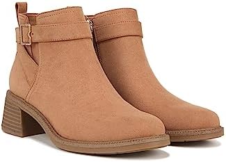 Dr. Scholl's Womens Retrospect Ankle Side Zip Block Heel Bootie Honey Brown Microfiber 6.5 M | Image 3