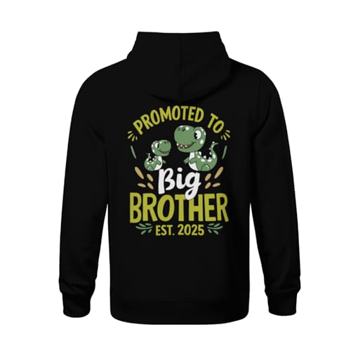 Kids Funny Vintage T-Rex Promoted To Big Brother 2025 Boys Girls Lightweight Kangaroo Pocket Hoodies3