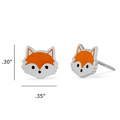 Boma Jewelry Sterling Silver Fox Stud Earrings with Hand Painted Orange Enamel4