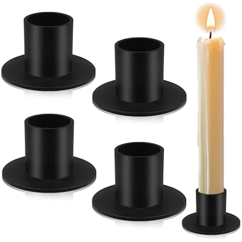 Aileem 4Pcs Retro Black Candle Holders Cover