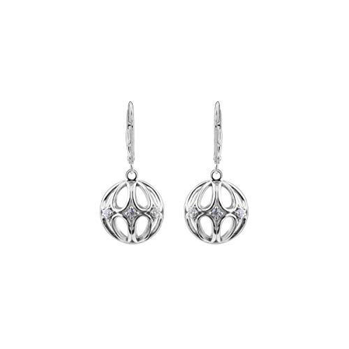 VENSERI S925 Sterling Silver Stud Dangle Drop Heart Earrings Cubic Zirconia Hollow Ball Earrings Hollow Ball Dangle Earrings