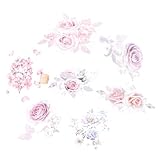 GRADENEVE Bügelaufkleber Flexibel und Bequem aus Pet mit Blumenmotiven 7 Bögen zum Aufbügeln Hitzetransferaufkleber für Kleidung zur Dekoration von T shirts und Geschenken