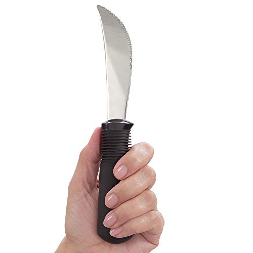 Norco Big-Grips Serrated Rocker Knife Adaptive Eating Utensil, Non-Weighted. Built Up, Non-Slip Handle. Sharp Stainless Blade. For Weak Hands, Arthritis, Stroke, Parkinson’s, disabilities, the Elderly.