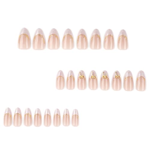 Image of Secret Lives French White Gradient Artificial Press-On False Nails Short Almond-Shaped Wearable Reusable Elegant Nail