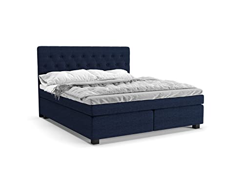 PANDA MÖBEL Winston Boxspringbett 180 x 200 cm Doppelbett mit hochwertiger Pocket-Matratze und Topper, Polsterbett, Bett, Bettgestell, Stilvoll, Schlafzimmer, Modern