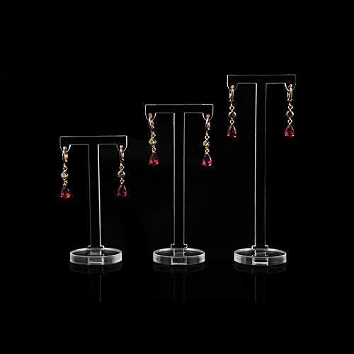 2020 YXWEI Forma de acrílico T exhibición del Pendiente Pendiente Pendiente Titular Stand de joyería Pendiente de la joyería Organizador Mostrando Cristal 3pcs / Set (Color : Black)