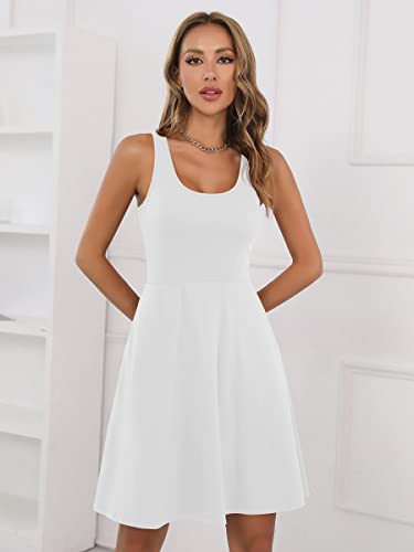 Image of Missufe Women's Sleeveless Racerback Flared Casual Plain Tank Dress