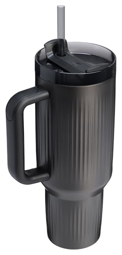Image of STANLEY Quencher H2.0 Tumbler with Handle and Straw 40 oz | Flowstate 3-Position Lid | Cup Holder Compatible for Travel | Insulated Stainless Steel Cup | BPA-Free | Fluted Black