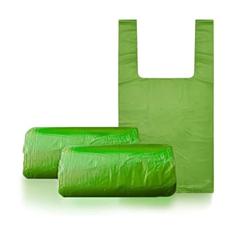 Pack of 100 Dog Poo Bags With Tie Handles 100% Recycle Material & Leak Proof Dog Waste Bags Green Colour Unscented Bags Cover