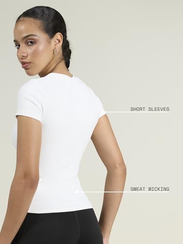 Image of CAVA Sculpt Core Top for Women | Snug Sculpted Fit, Classic Crew Neck, Short Sleeves, Minimal Branding, Everyday Activewear Tee