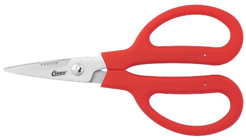Clauss UltraFlex Handle Trimmers with Partial Serration, Red, 6