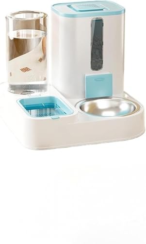 AOBOPO ペット自動給餌器・給水器一体型 猫・犬(イヌ・ネコ)多頭飼い向け 電源不要設計 透明容器 取り外し可能・全体水洗い可能 オートフィーダー ペット給餌機 水と餌を同時供給 家庭用ペットケア用品