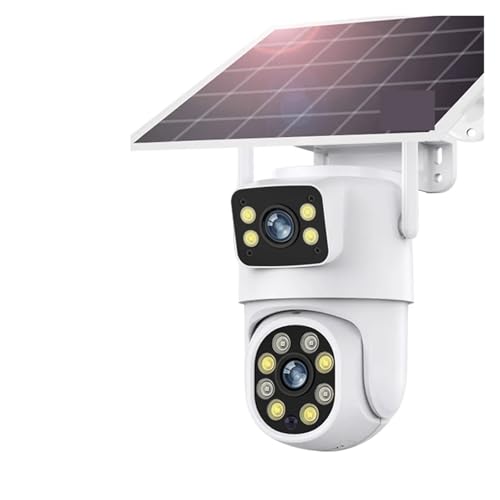 VEKELETE Tuya Smart Solar Camera WiFi Dual Lens 8MP Outdoor Video Surveillance Battery Camera PTZ CCTV Two Screens PIR Detection(Solar Add 32G Card)